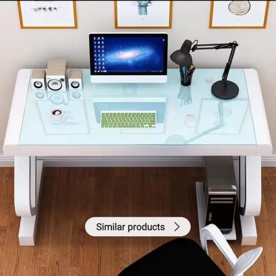 Modern Glass-Top Computer Desk