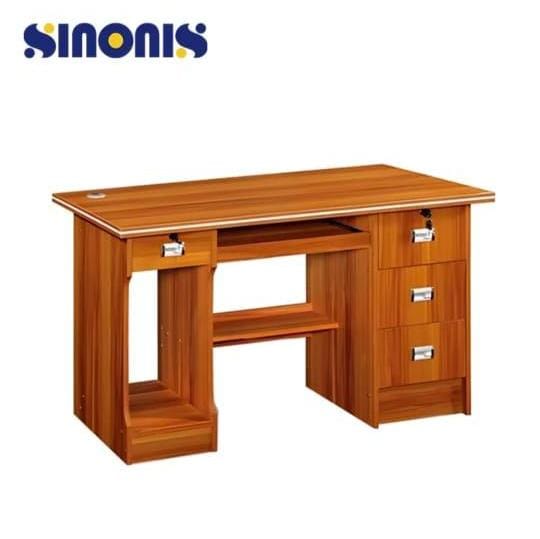 . SINONIS Compact Wooden Computer Desk – Light Oak Finish